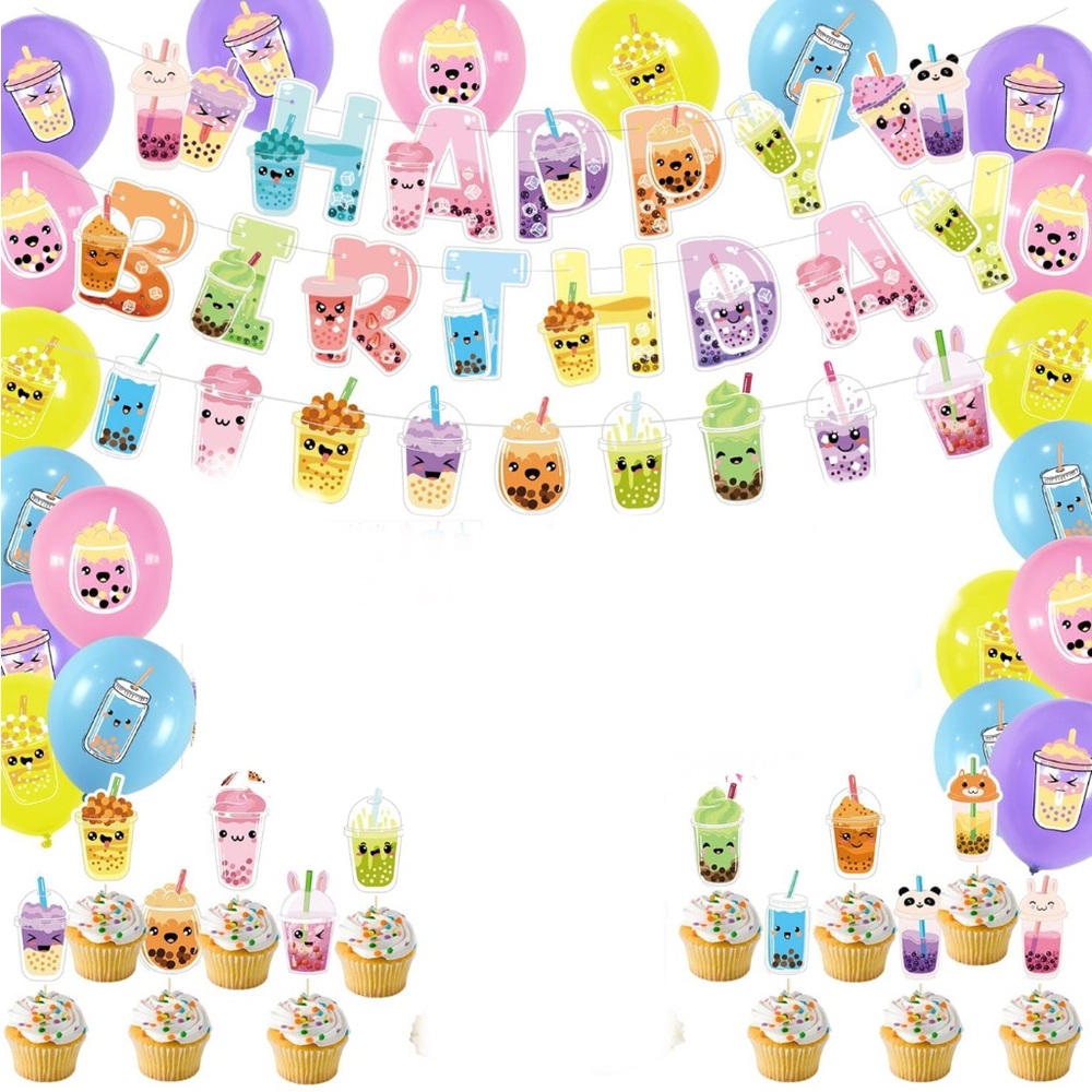 Bubble Tea Birthday Party Decoration Set 🧋